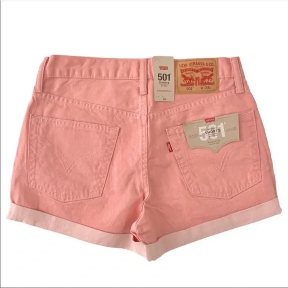 NWT Levi’s Mid Rise jean Shorts Peach Pink 30 - Picture 3 of 3